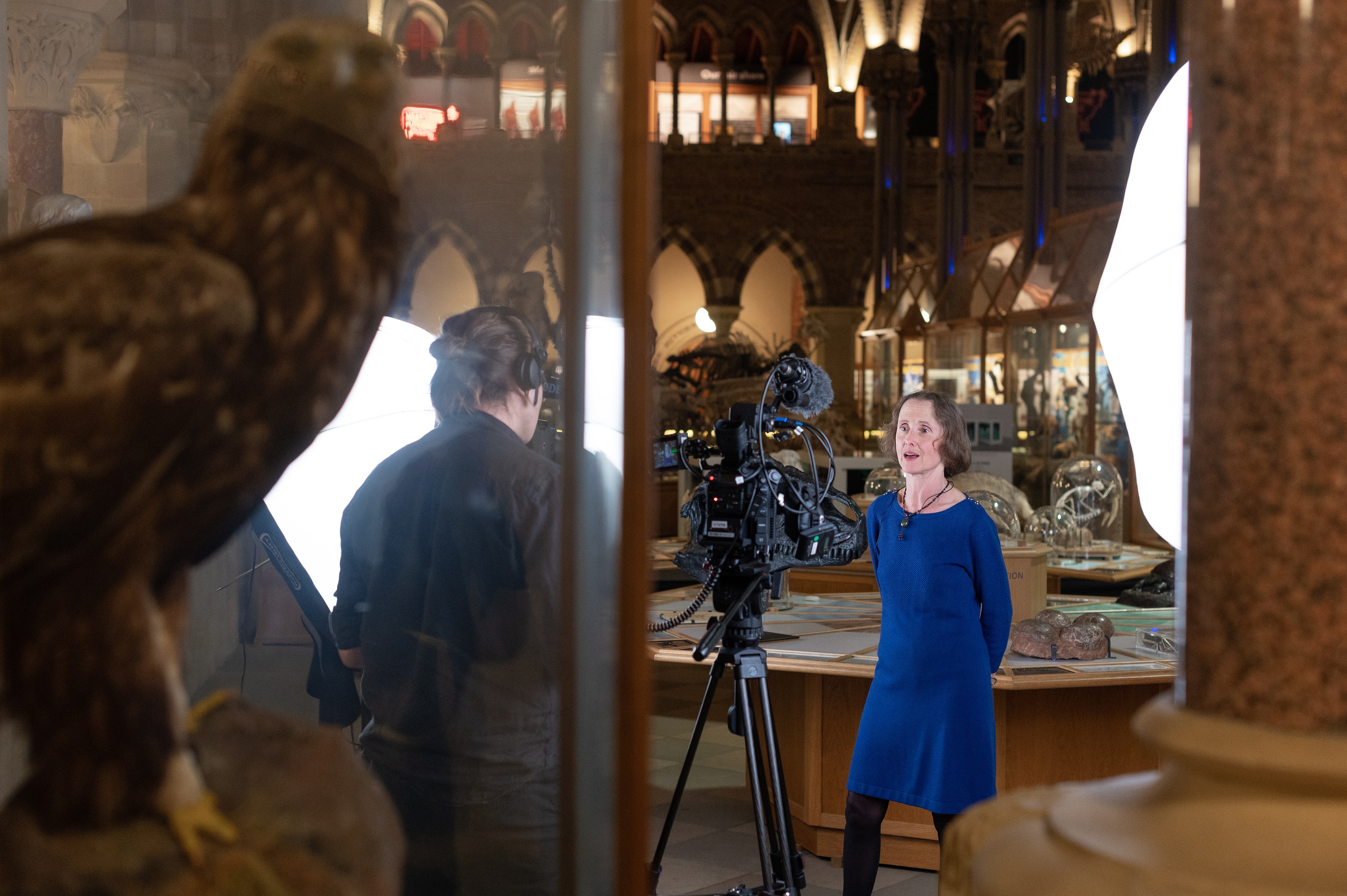 Professor Suzanne Graham being interviewed on camera