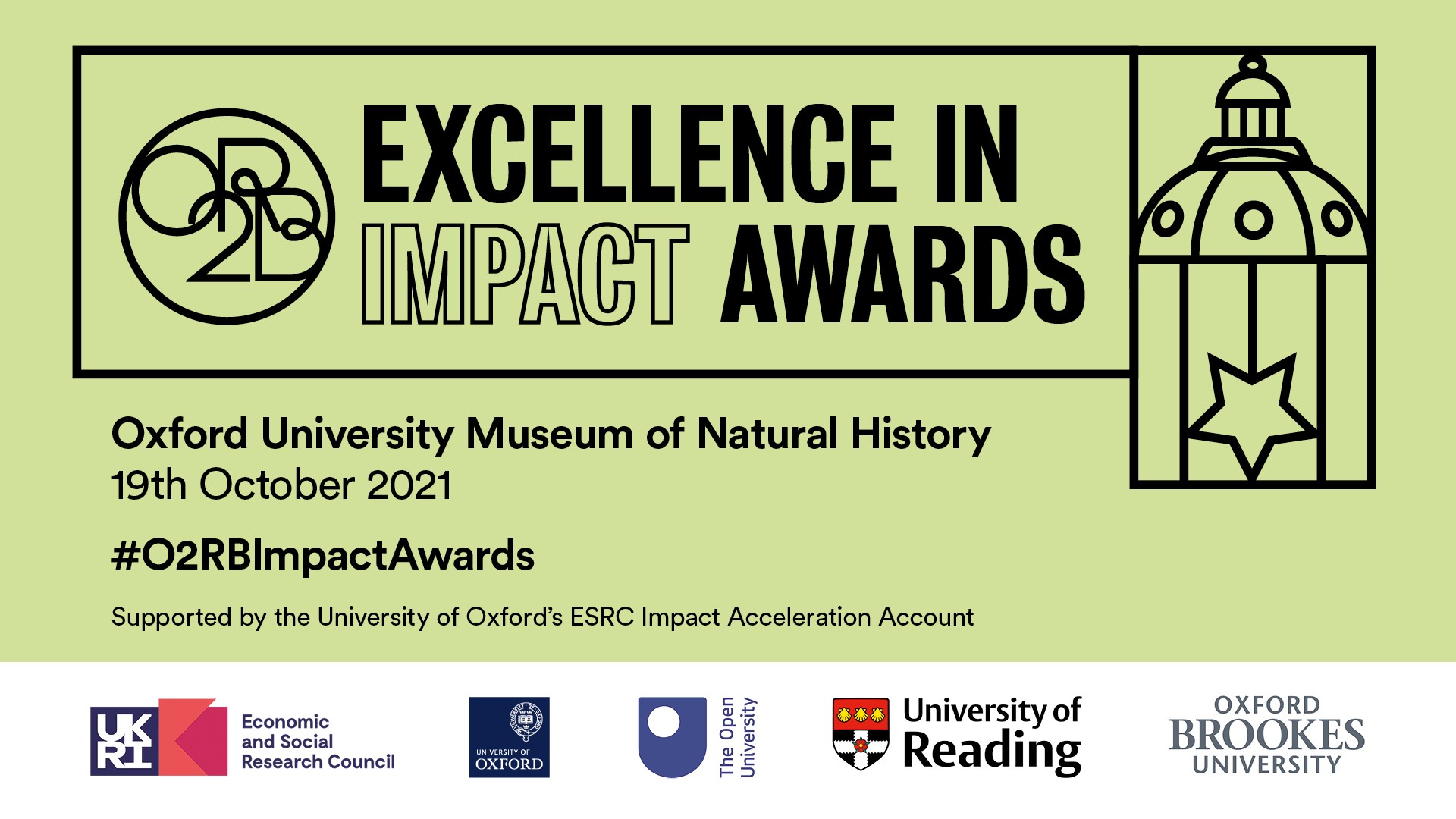 O²RB Excellence in Impact Awards, Oxford University Museum of Natural History, 19th October 2021, #O2RBImpactAwards Supported by the ESRC Impact Acceleration Account
