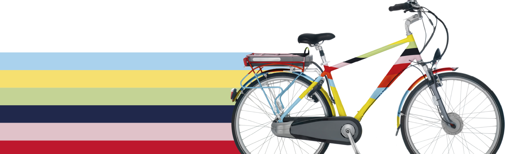 A moving bike with lines of colour trailing behind