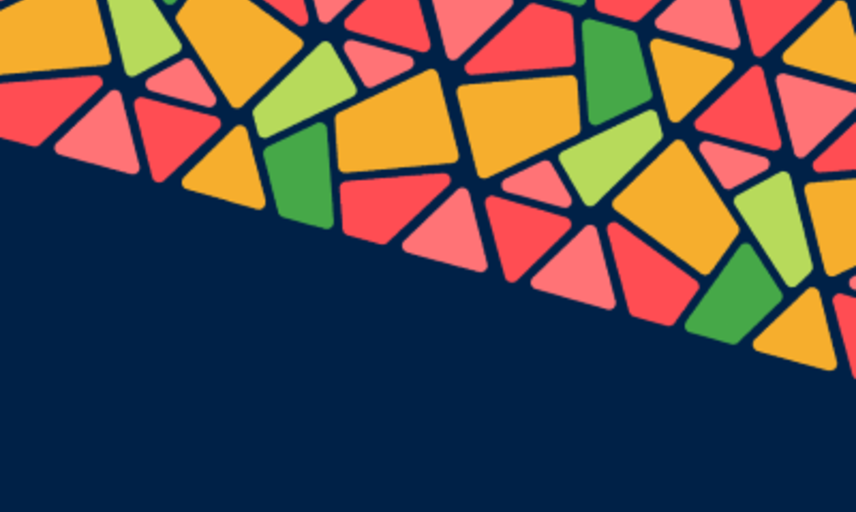 A graphic image of bright, multi coloured irregular segments.