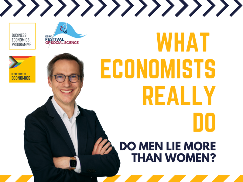 Photo of Prof Johannes Abeler and the title "What economists really do: Do men lie more than women?"
