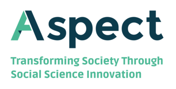 Aspect logo aspect logo with tag line "transforming society through social science innovation"