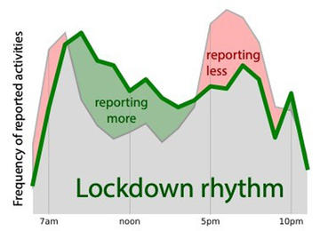 Getuplater Graph showing frequency of reported activities