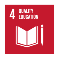 UN SDG4 Quality education, showing a book and pencil