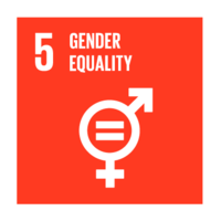 UN SDG5 Gender equality, showing gender symbols with "=" in the middle