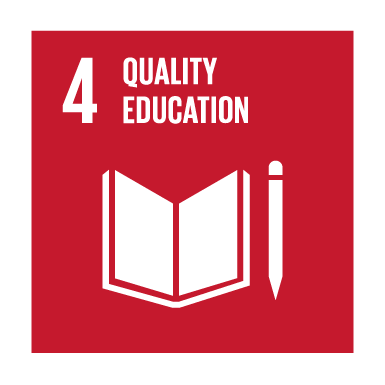 UN SDG4 Quality education, showing a book and pencil