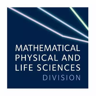 Square logo of the Mathematical Physical and Life Sciences Division, dark blue background with three light stripes in the top right corner