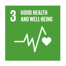 UN SDG3 Good health and well-being, showing a heart monitor