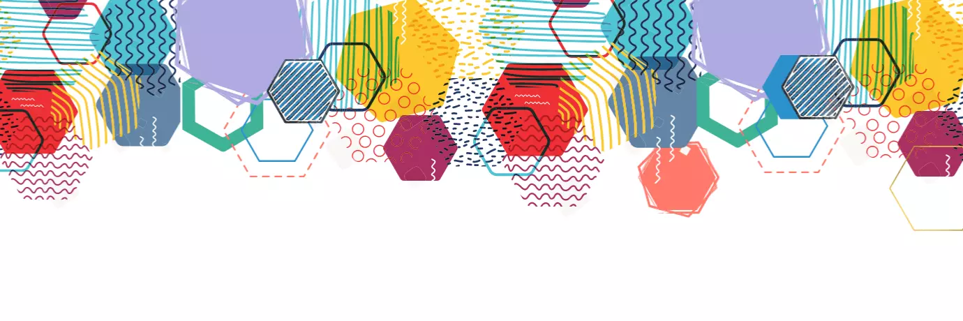 Multiple hexagons in different colours, overlapping